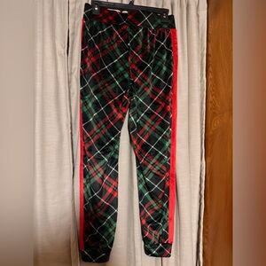 Plaid Track Pants with Red and Green Accents